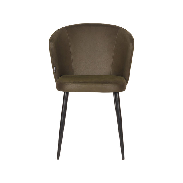 LABEL51 Eetkamerstoel Wave - Army green - Microfiber van LABEL51 – Luxe comfort op maat van PureWonen. Vraag naar de beste prijs.