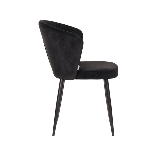 LABEL51 Eetkamerstoel Wave - Zwart - Fluweel van LABEL51 – Luxe comfort op maat van PureWonen. Vraag naar de beste prijs.