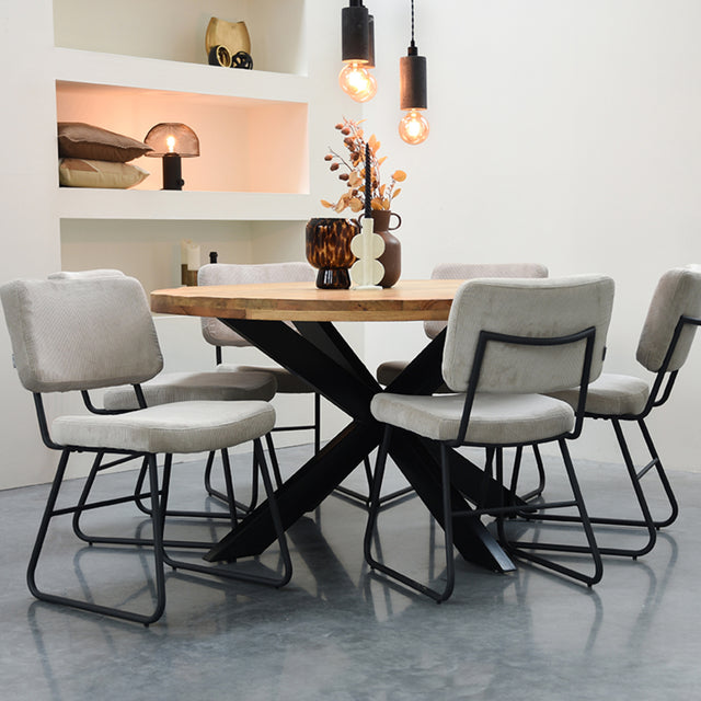 LABEL51 Eetkamerstoel Noah - Naturel - Ribcord van LABEL51 – Luxe comfort op maat van PureWonen. Vraag naar de beste prijs.