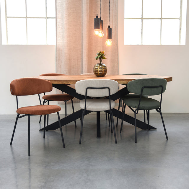 LABEL51 Eetkamerstoel Zack - Naturel - Ribcord van LABEL51 - laagste prijs offerte van PureWonen