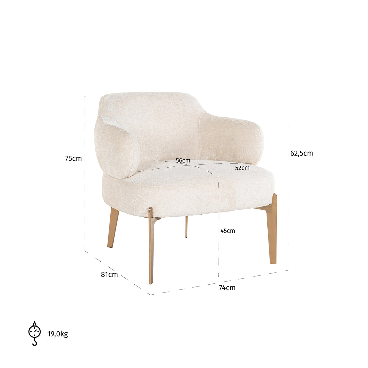 Fauteuil Venus white chenille (Bergen 900 white chenille)