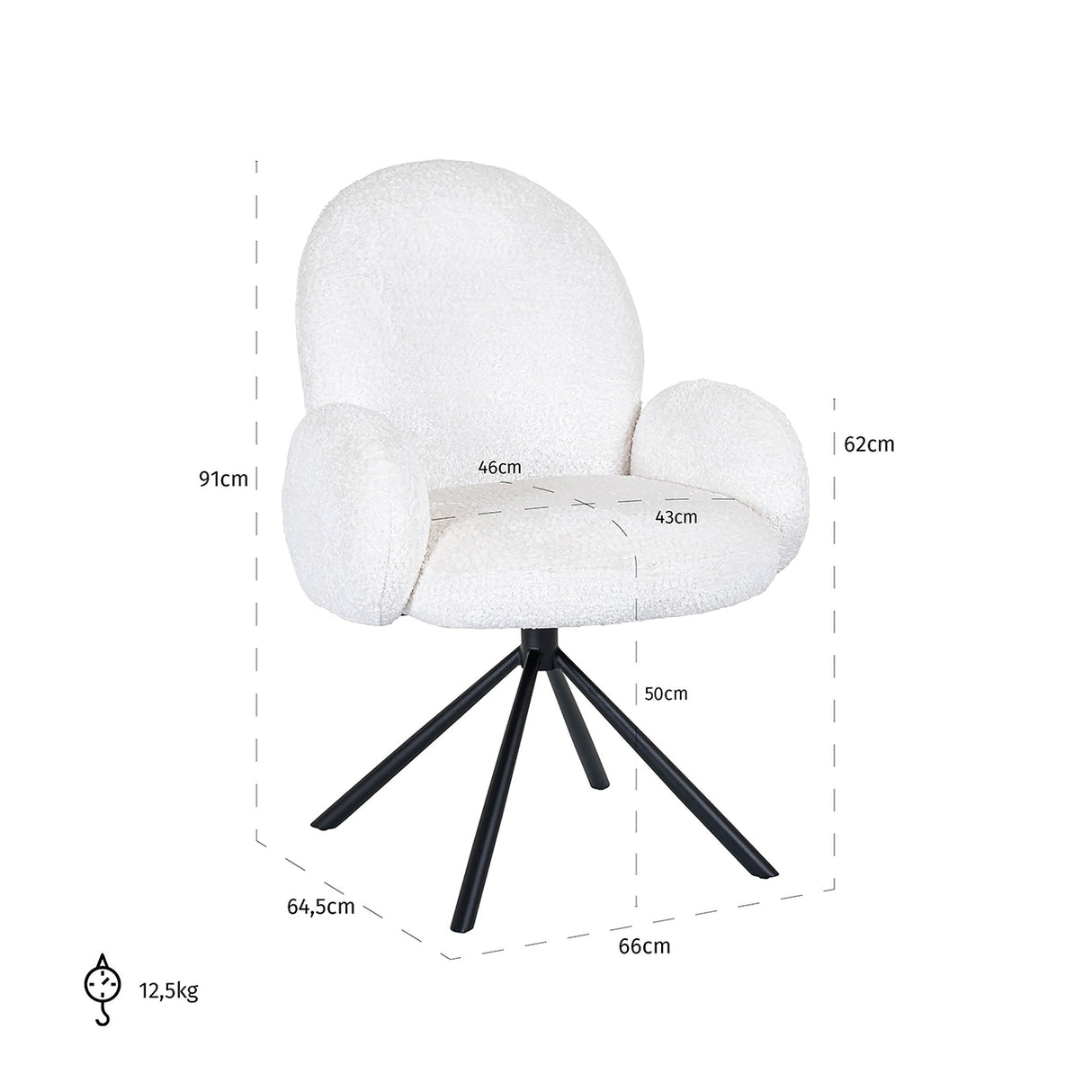 Draaifauteuil Jolie white sheep (Sheep 02 white)