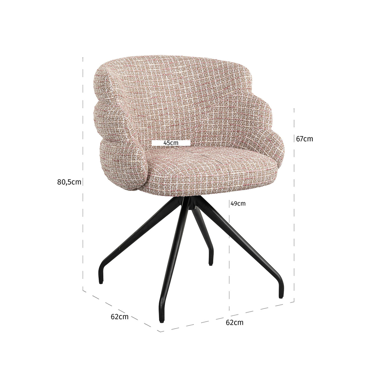 Draaifauteuil Kayla trendy rose (Be trendy 1673 rose)