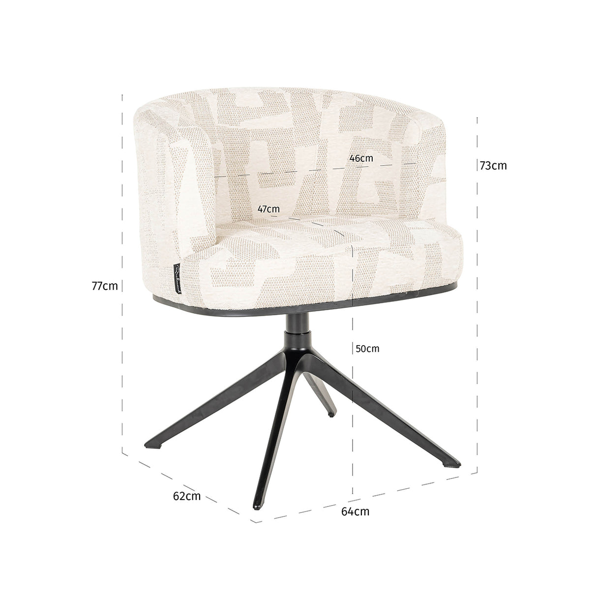 Draaifauteuil Cheyenne beige graffic (Beige graffic)