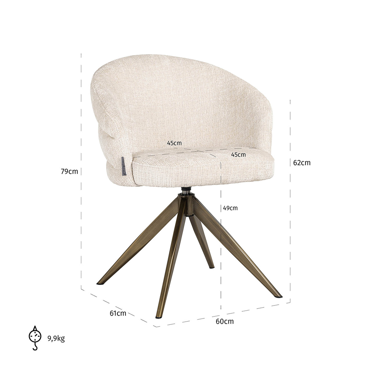 Draaifauteuil Zendaya beige chenille (Niagara 902 beige Chenille)