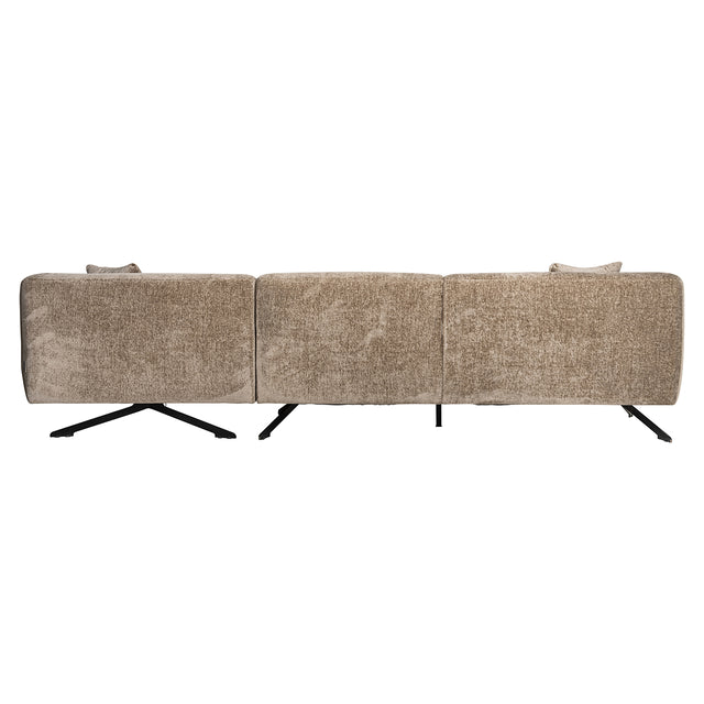 Bank Donovan 3-zits + lounge rechts (Bergen 104 taupe chenille)