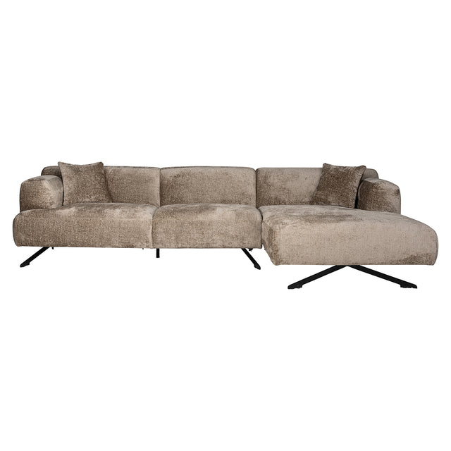 Bank Donovan 3-zits + lounge rechts (Bergen 104 taupe chenille)