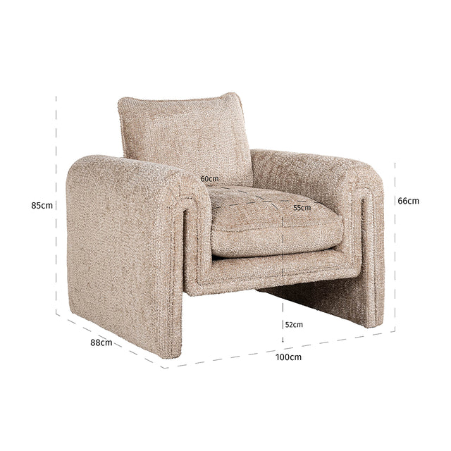 Fauteuil Sandro beige (Be Lovely 170 Beige) van Richmond Interiors – Luxe comfort op maat van PureWonen. Vraag naar de beste prijs.