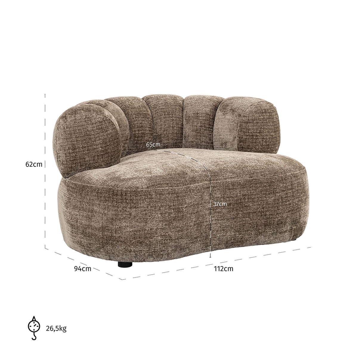 Fauteuil Penelope stone fire retardant (Niagara 104 Stone Chenille)