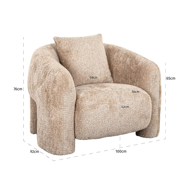 Fauteuil Milania lovely beige (Be Lovely 170 Beige) van Richmond Interiors – Luxe comfort op maat van PureWonen. Vraag naar de beste prijs.