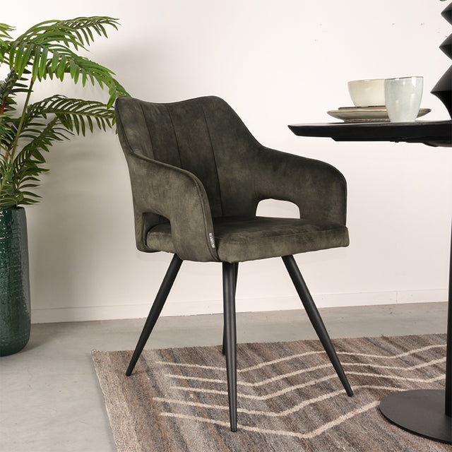LABEL51 Eetkamerstoel Noud - Hunter - Velours van LABEL51 – Luxe comfort op maat van PureWonen. Vraag naar de beste prijs.