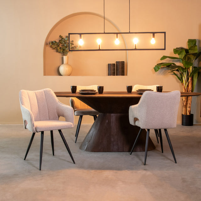 LABEL51 Eetkamerstoel Noud - Naturel - Boucle van LABEL51 – Luxe comfort op maat van PureWonen. Vraag naar de beste prijs.