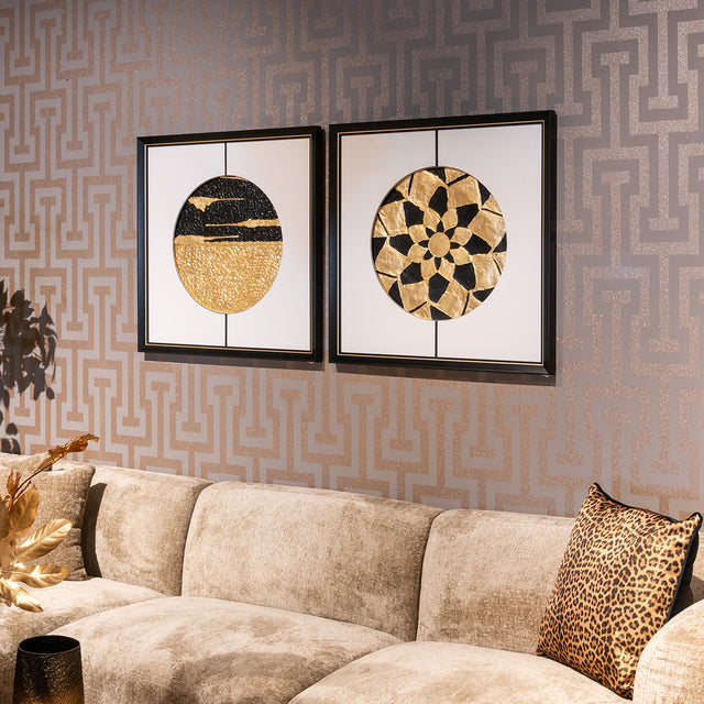 Wall art Sun (Black/gold)