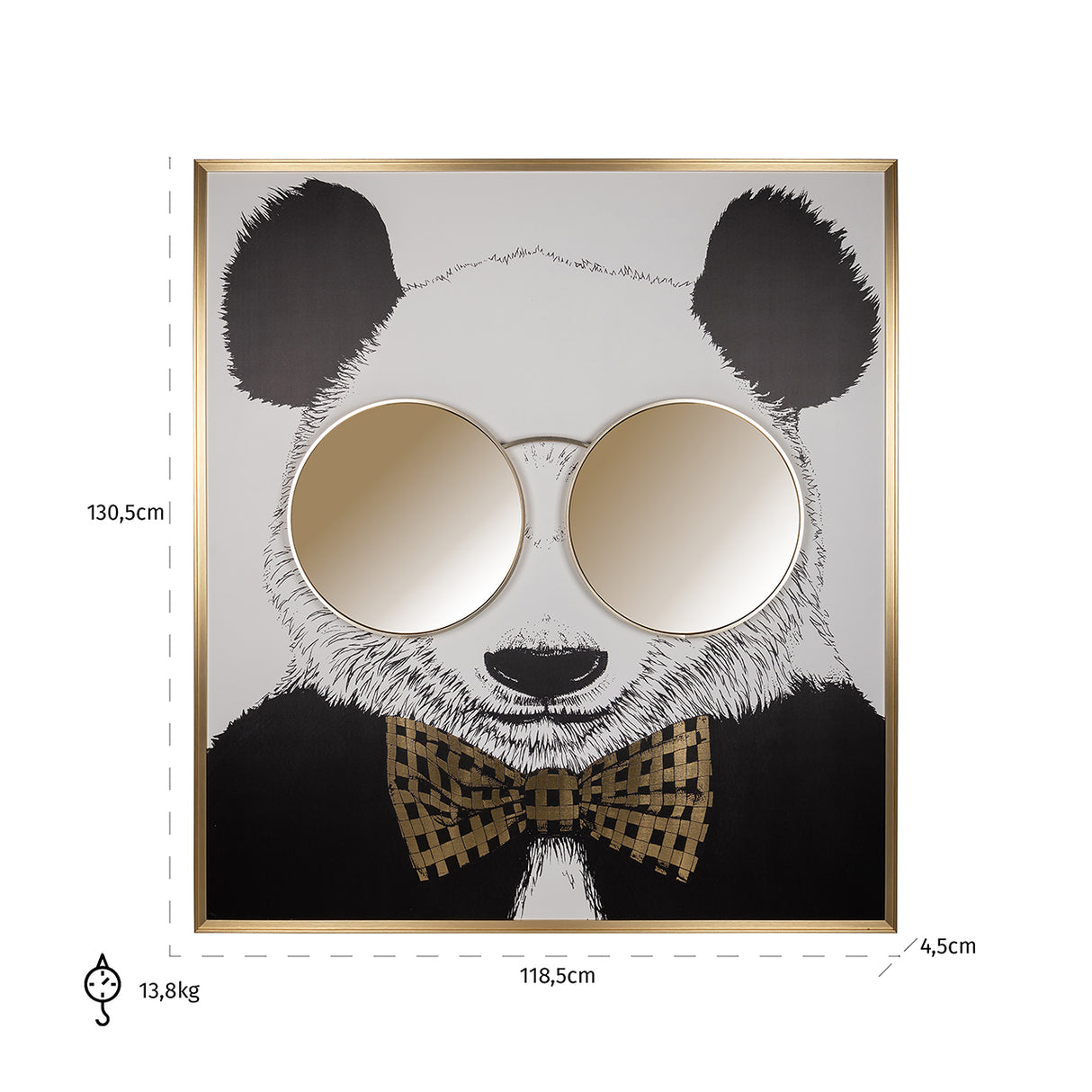 Wall art shiny Panda (Black/gold)