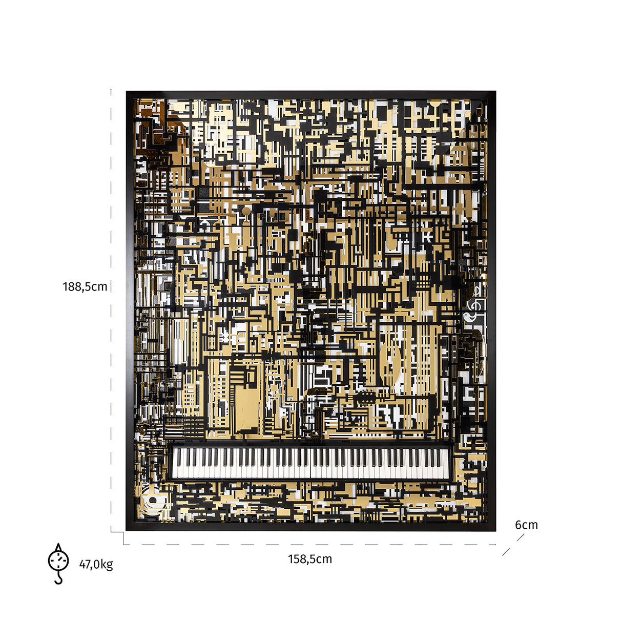 Wall art Piano Wibi (Black/gold)