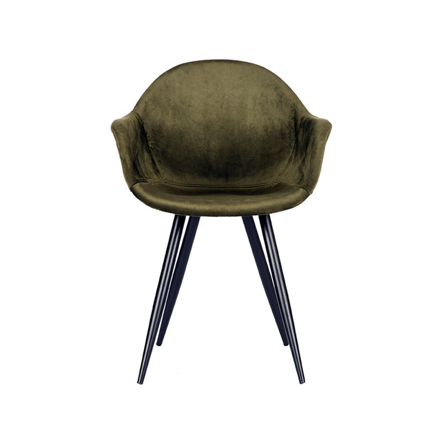 LABEL51 Eetkamerstoel Forli - Army green - Fluweel van LABEL51 – Luxe comfort op maat van PureWonen. Vraag naar de beste prijs.