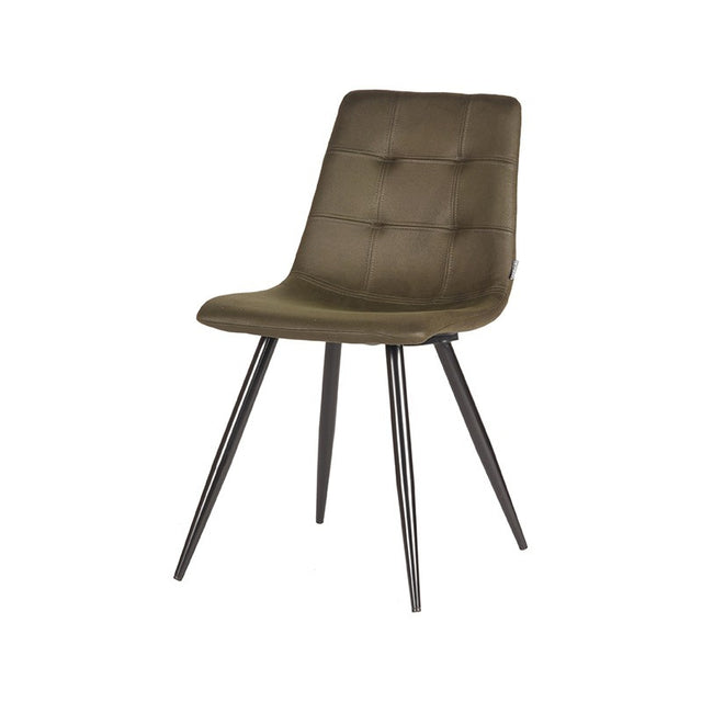 LABEL51 Eetkamerstoel Jay - Army green - Microfiber van LABEL51 – Luxe comfort op maat van PureWonen. Vraag naar de beste prijs.