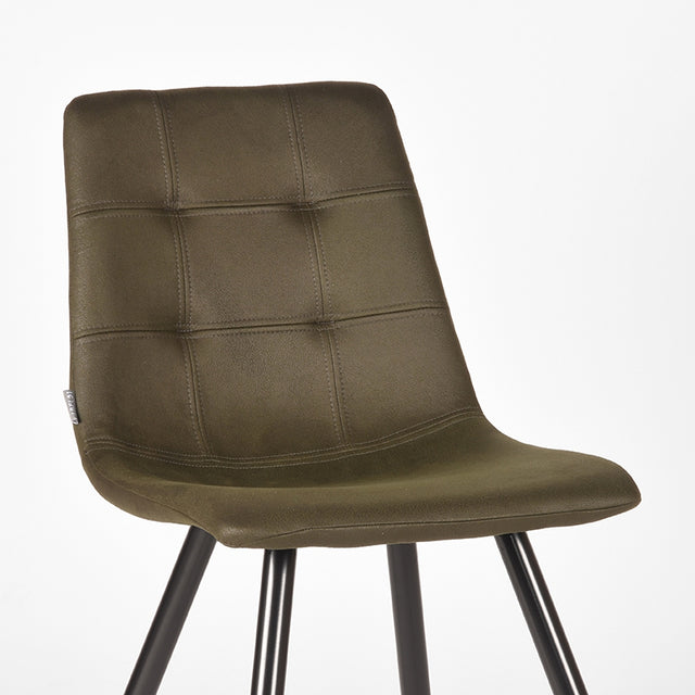 LABEL51 Eetkamerstoel Jay - Army green - Microfiber van LABEL51 – Luxe comfort op maat van PureWonen. Vraag naar de beste prijs.