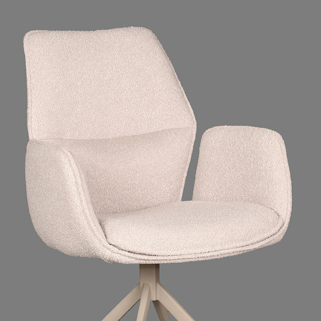 LABEL51 Eetkamerstoel Mellow - Naturel - Boucle - Taupe Onderstel van LABEL51 – Luxe comfort op maat van PureWonen. Vraag naar de beste prijs.
