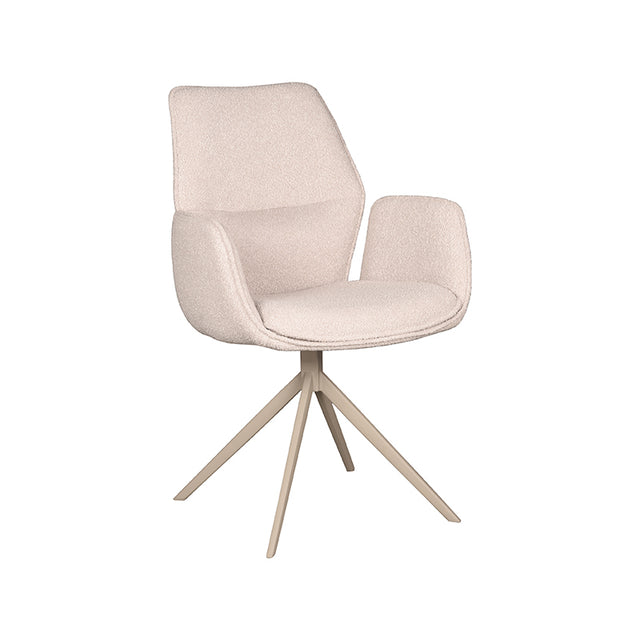 LABEL51 Eetkamerstoel Mellow - Naturel - Boucle - Taupe Onderstel van LABEL51 – Luxe comfort op maat van PureWonen. Vraag naar de beste prijs.