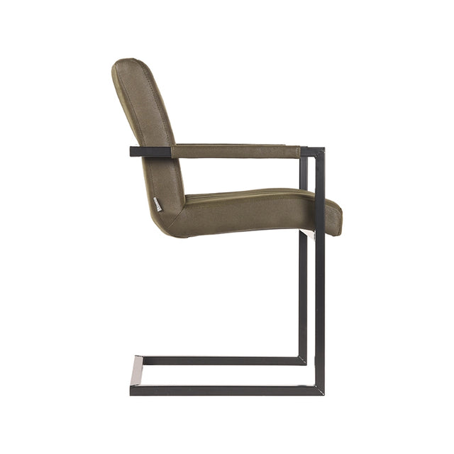 LABEL51 Eetkamerstoel Milo - Army green - Microfiber van LABEL51 – Luxe comfort op maat van PureWonen. Vraag naar de beste prijs.