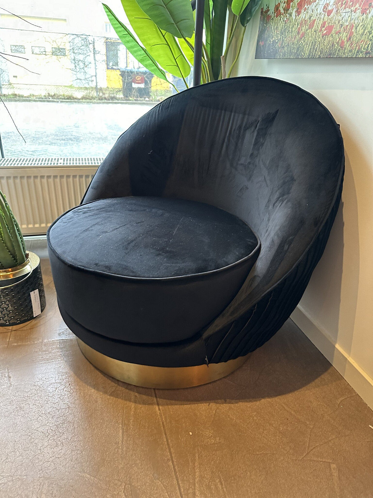 Sale Fauteuil Bonnie Rverdeal Velours stof zwart met goud